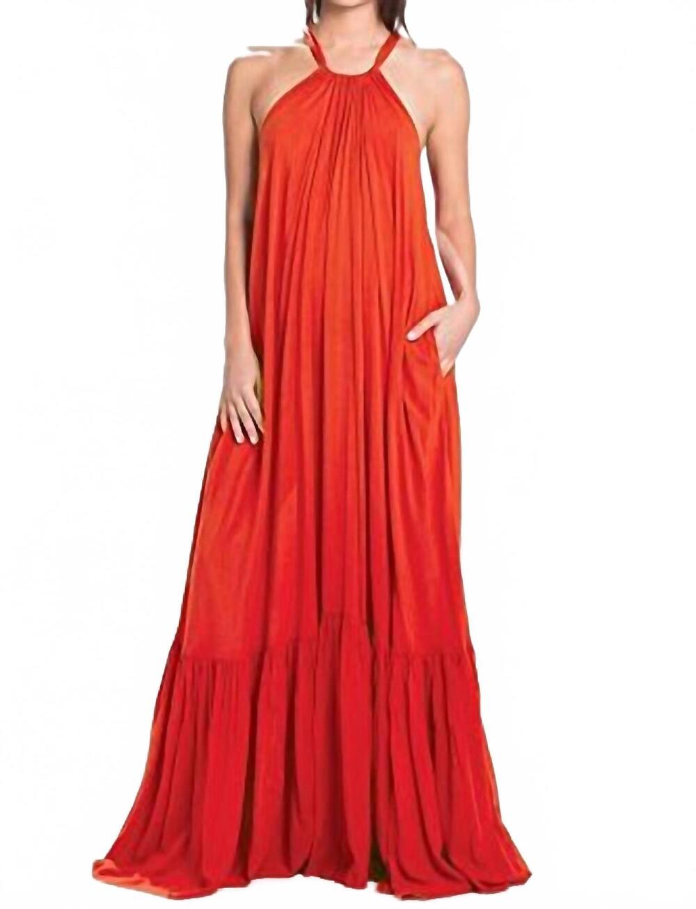 NEW ELAN maxi halter sundress in orange red